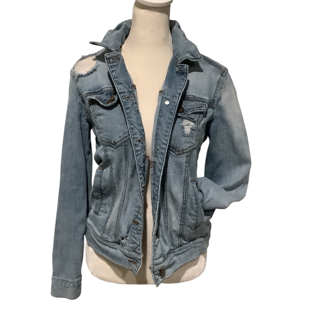 BP Light Blue Distressed Jean Jacket With Pockets Size XS